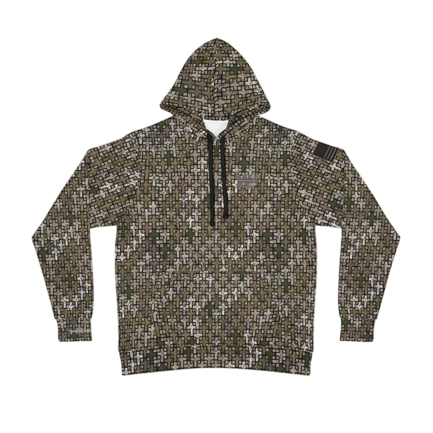 Wandering the Wilderness Hardscrabble camo unisex performance fabric Athletic Hoodie. These tend to run small so order one size larger than you normally wear, also these are made to order and could take two weeks or longer to be delivered.