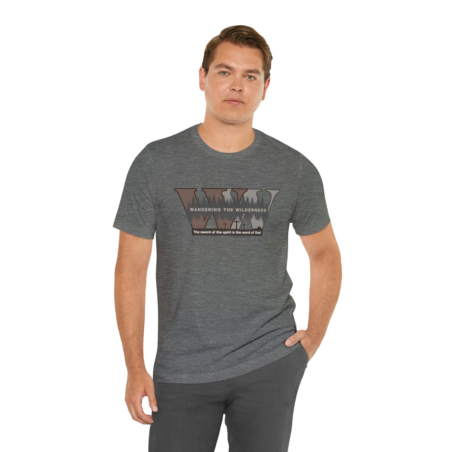 Wandering the Wilderness big logo athletic fit short sleeve t-shirt.