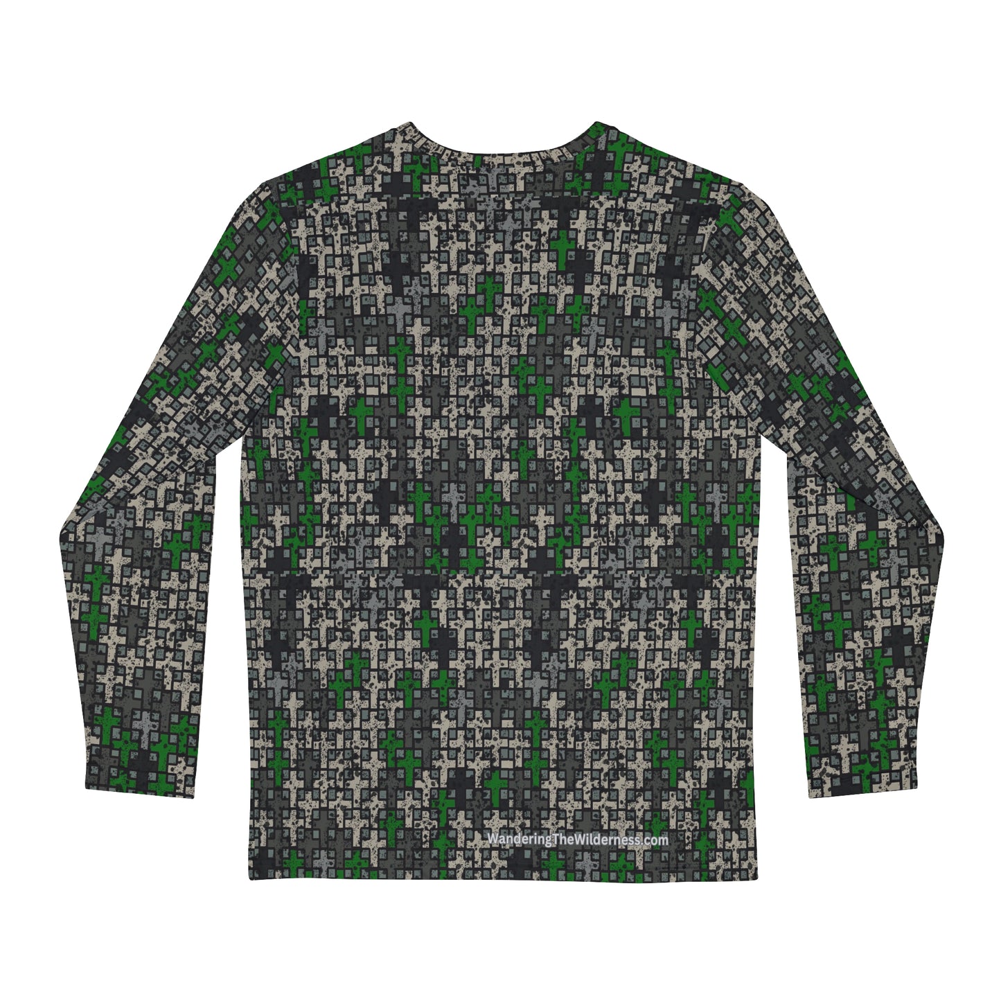 Wandering the Wilderness Hickory Flats Camo Men's Long Sleeve Shirt (AOP)