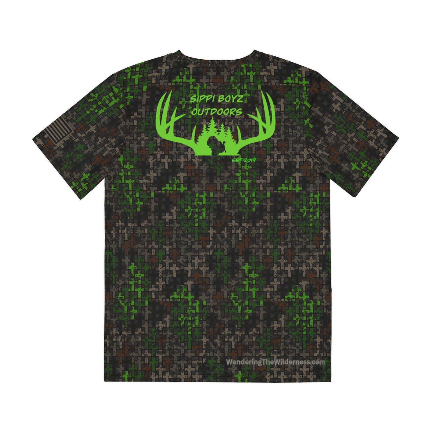 Sippi Boyz Outdoors short sleeve performance T-shirt in Wandering the Wilderness Strutter Camo.