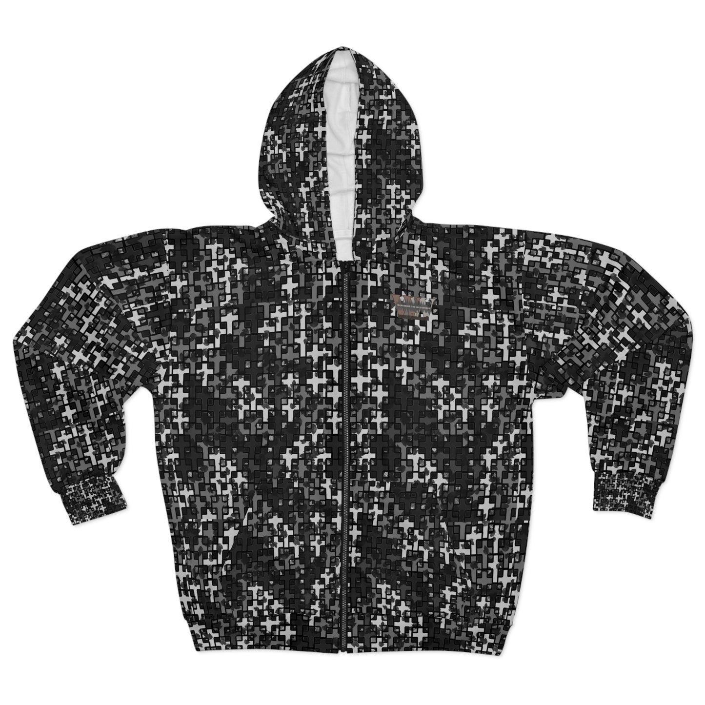Wandering the Wilderness urban cross camo…Zippered fleece hooded jacket… Proudly made and printed in the USA