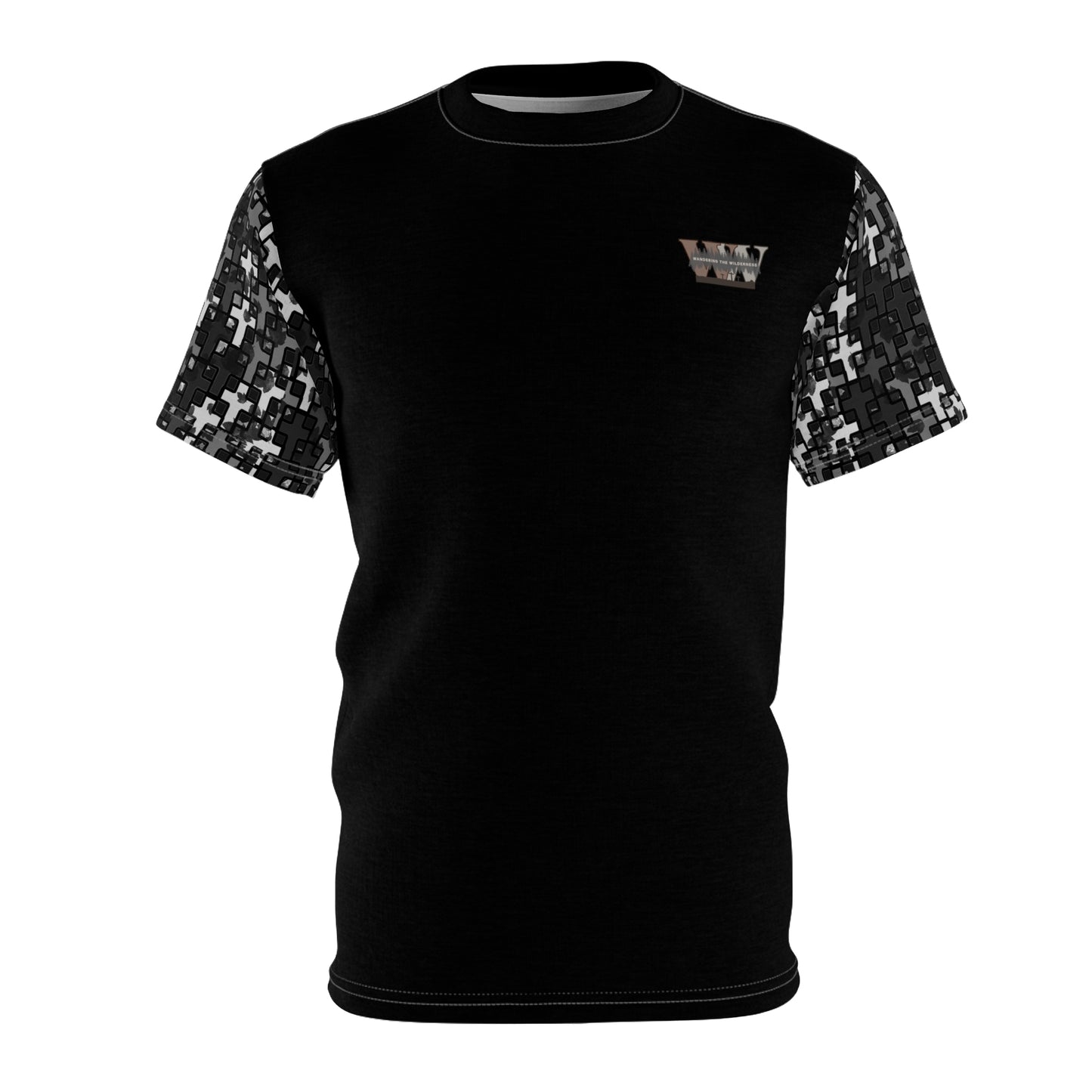 Wandering the Wilderness Pray. Eat. Sleep. Hunt! Urban Cross Camo short sleeve T-shirt.