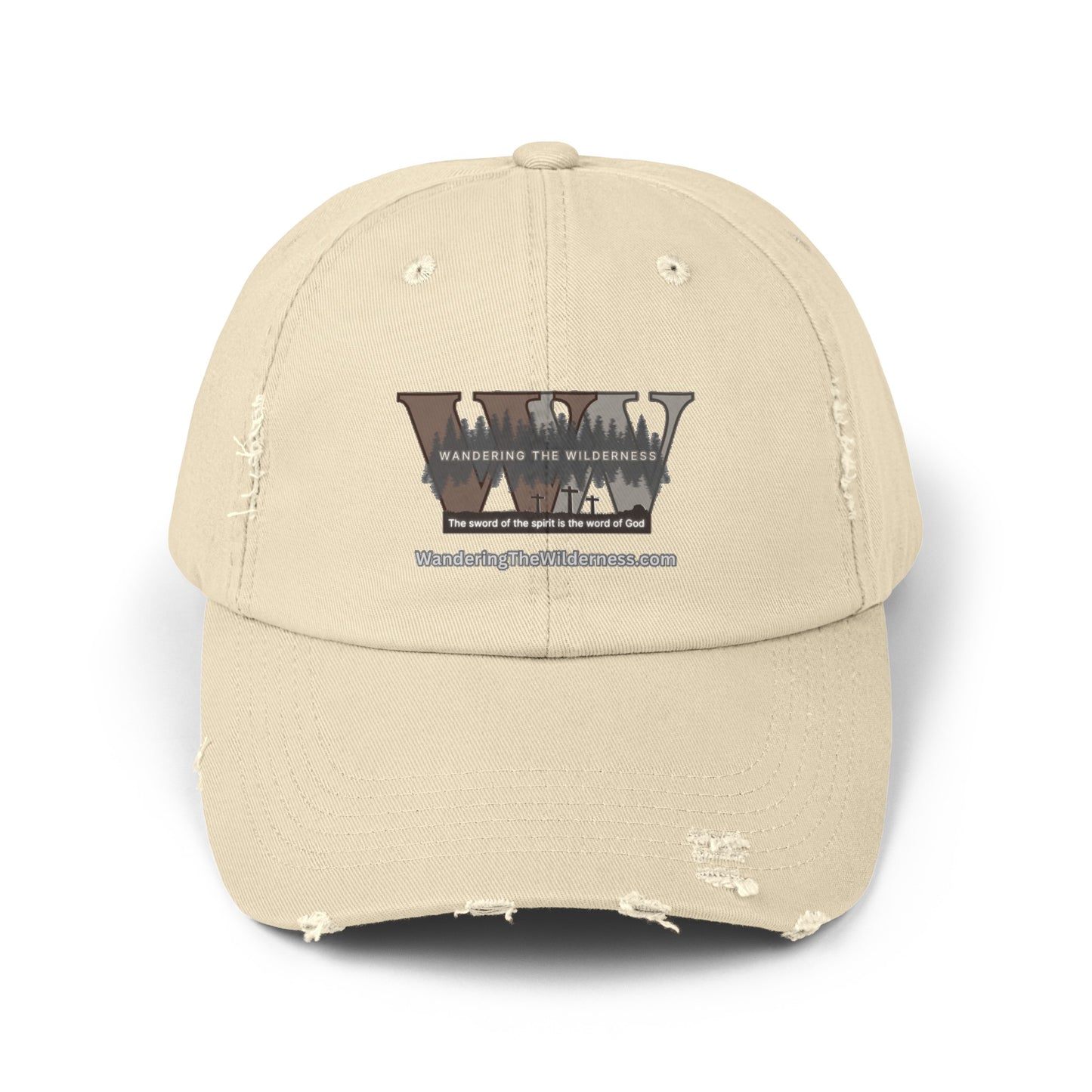 Wandering the Wilderness unisex distressed ball cap.