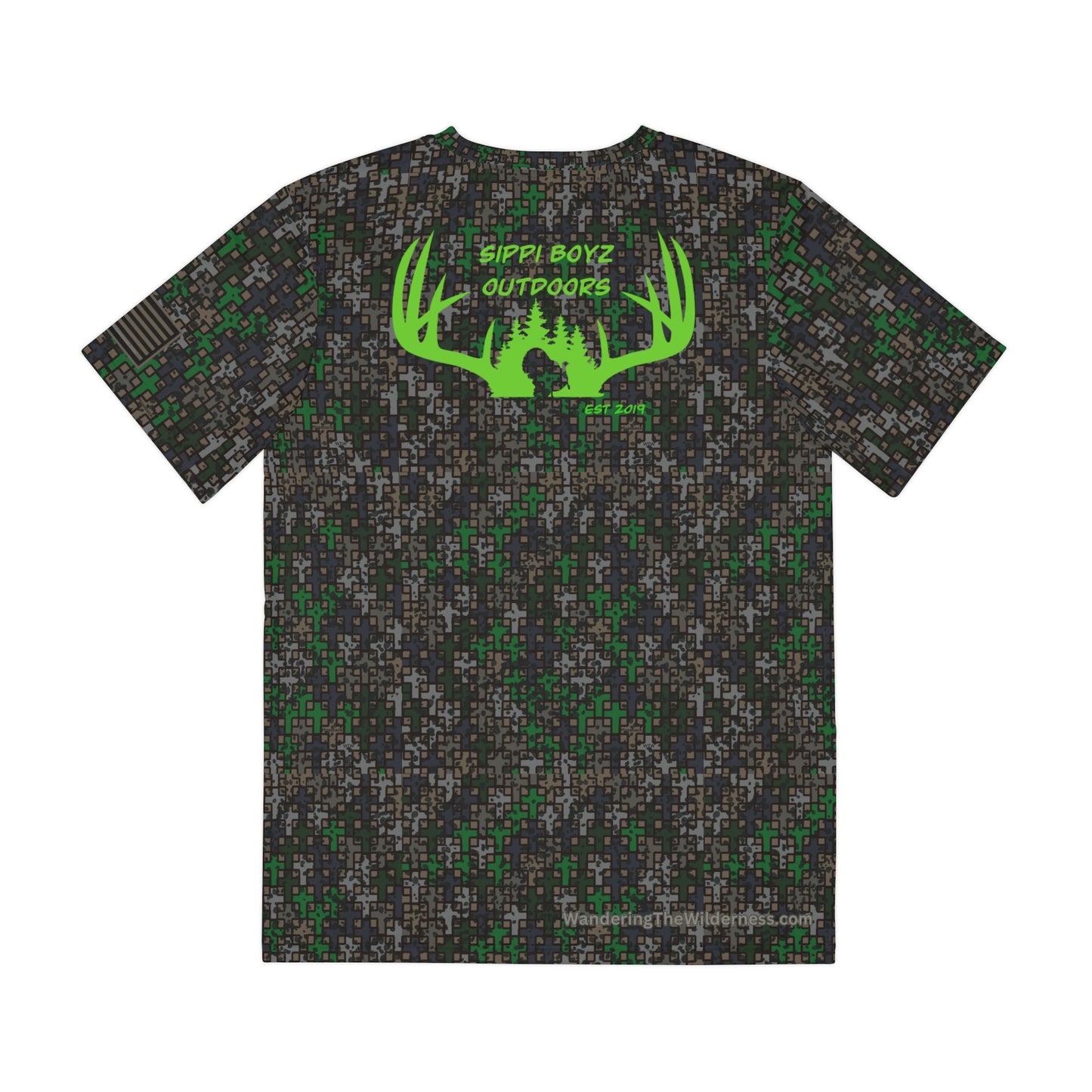 Sippi Boyz Outdoors performance short sleeve T-shirt in Wandering the Wilderness Strutter Camo.