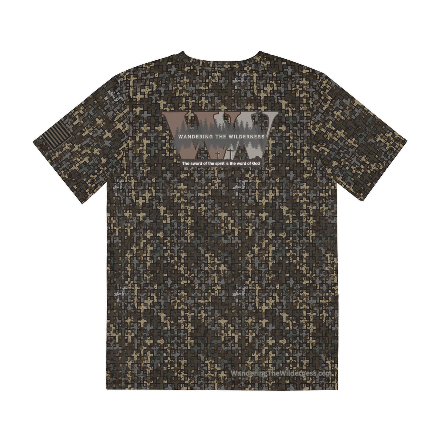 Wandering the Wilderness short sleeve performance T-shirt in Wandering the Wilderness Stubblefield camo.