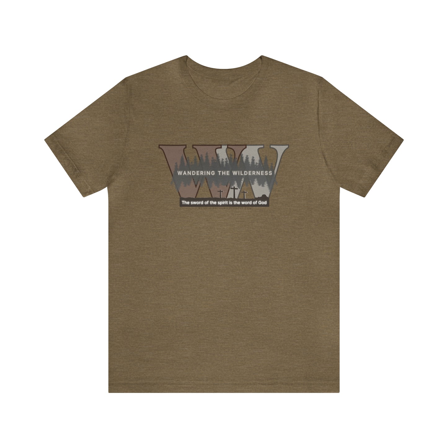 Wandering the Wilderness big logo athletic fit short sleeve t-shirt.