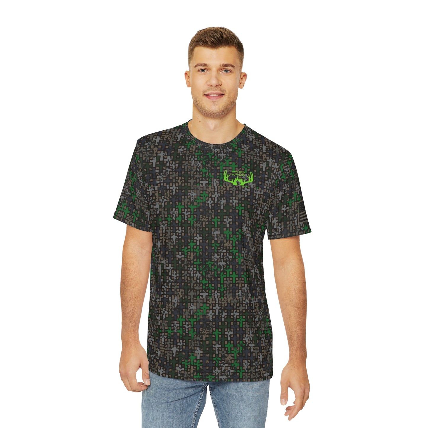 Sippi Boyz Outdoors performance short sleeve T-shirt in Wandering the Wilderness Strutter Camo.