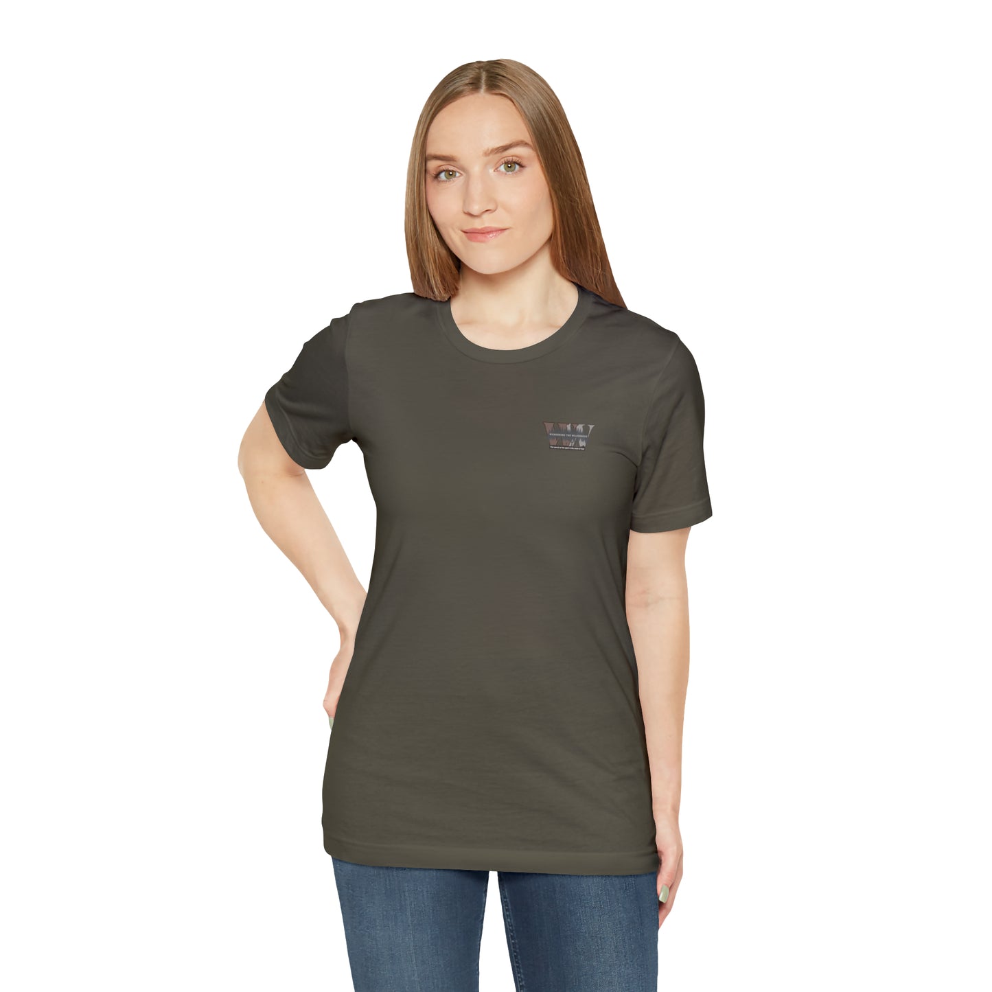 Wandering the Wilderness logo athletic fit short sleeve t-shirt.