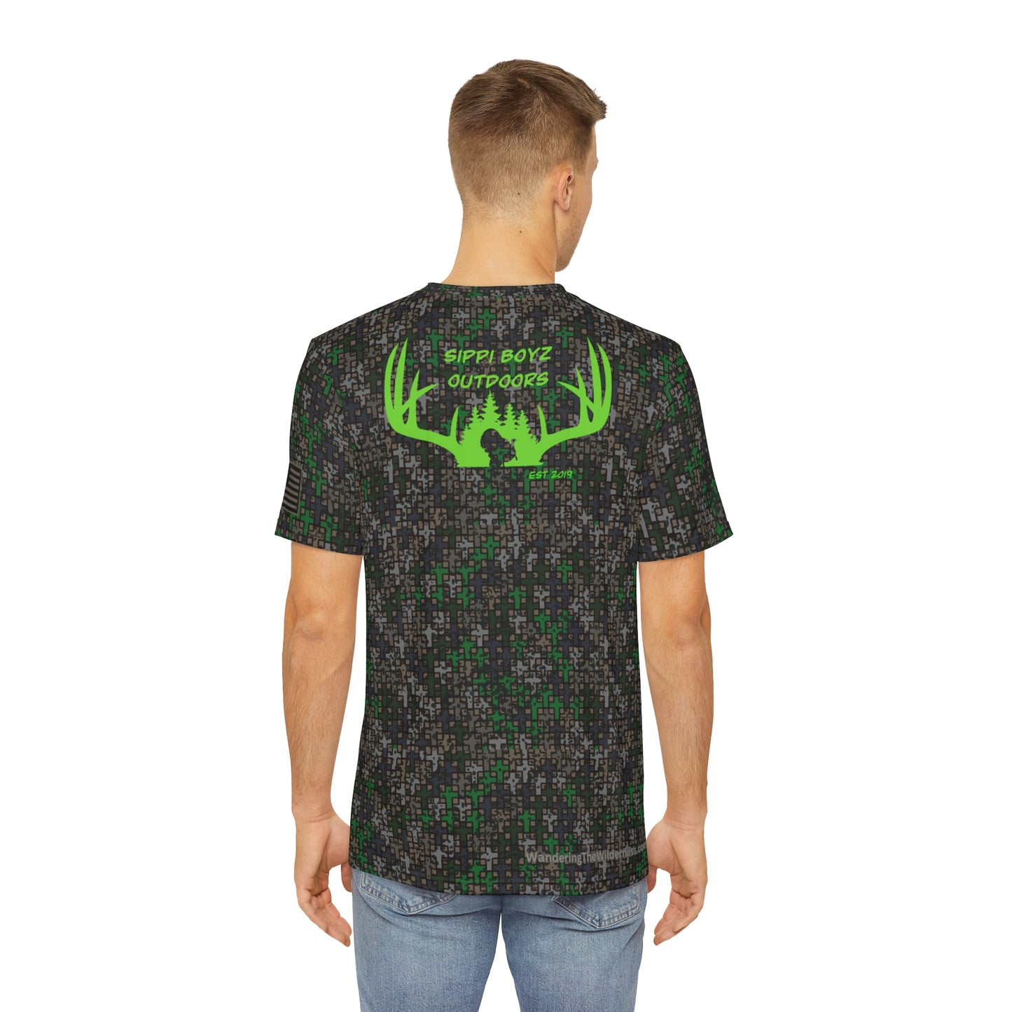 Sippi Boyz Outdoors performance short sleeve T-shirt in Wandering the Wilderness Strutter Camo.