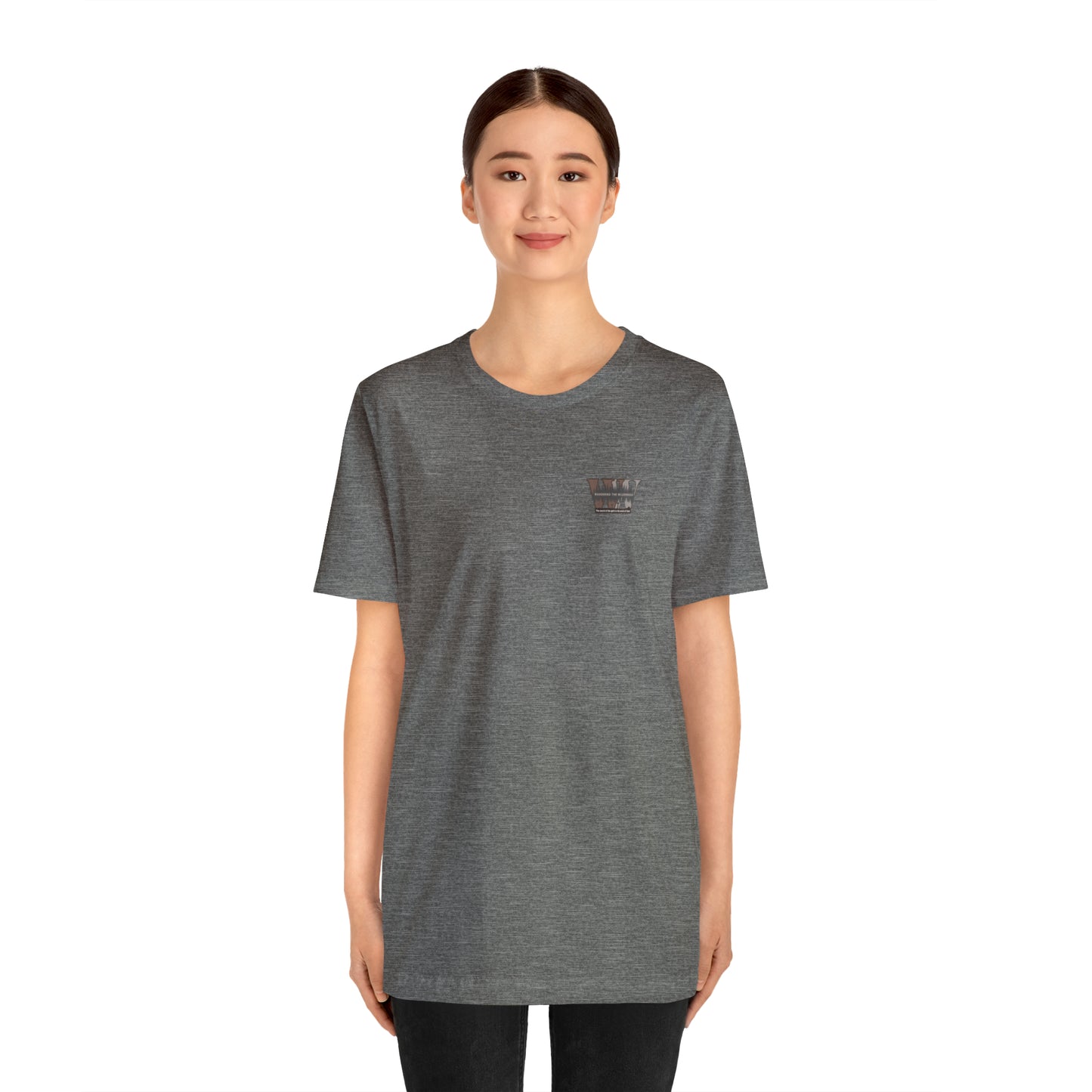 Wandering the Wilderness logo athletic fit short sleeve t-shirt.