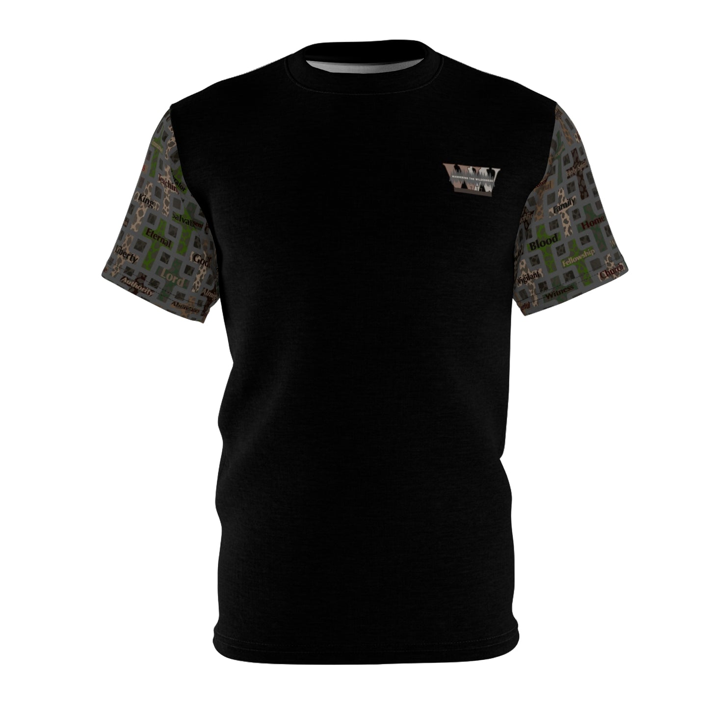 Wandering the Wilderness Power in the Blood short sleeve t-shirt.