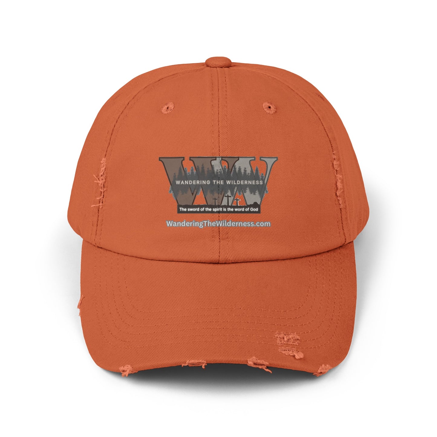 Wandering the Wilderness unisex distressed ball cap.