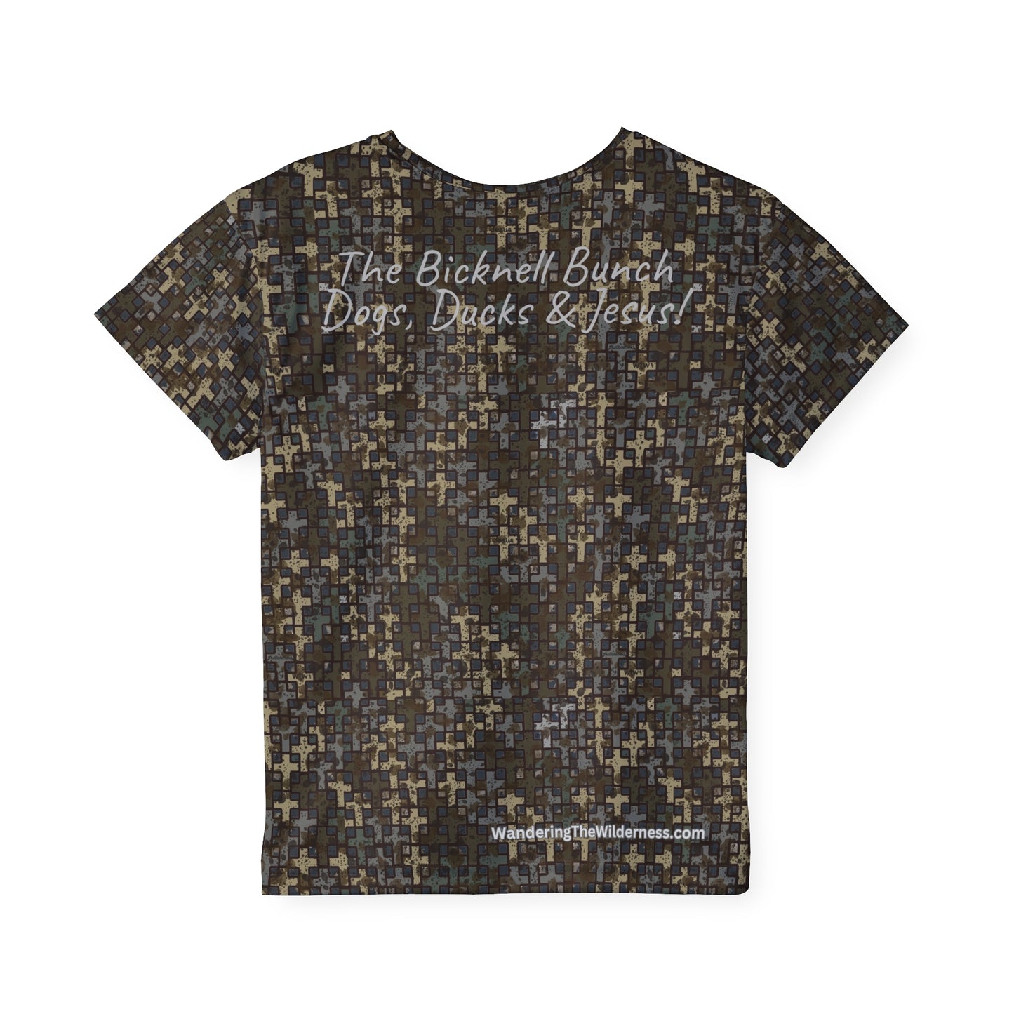 Bicknell Bunch Kids short sleeve performance t shirt in Stubblefield camo.