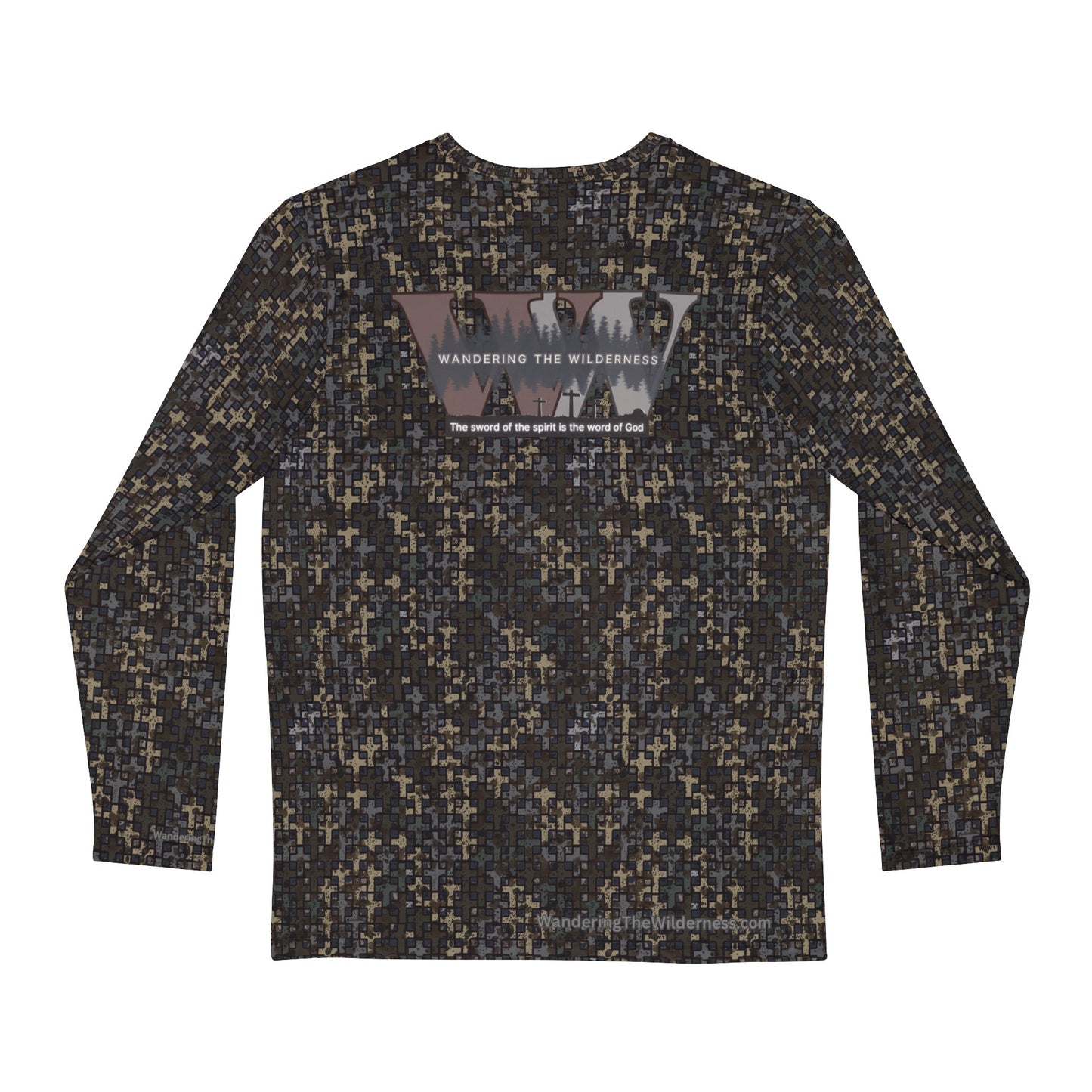 Wandering the Wilderness long sleeve performance shirt in Wandering the Wilderness Stubblefield camo.