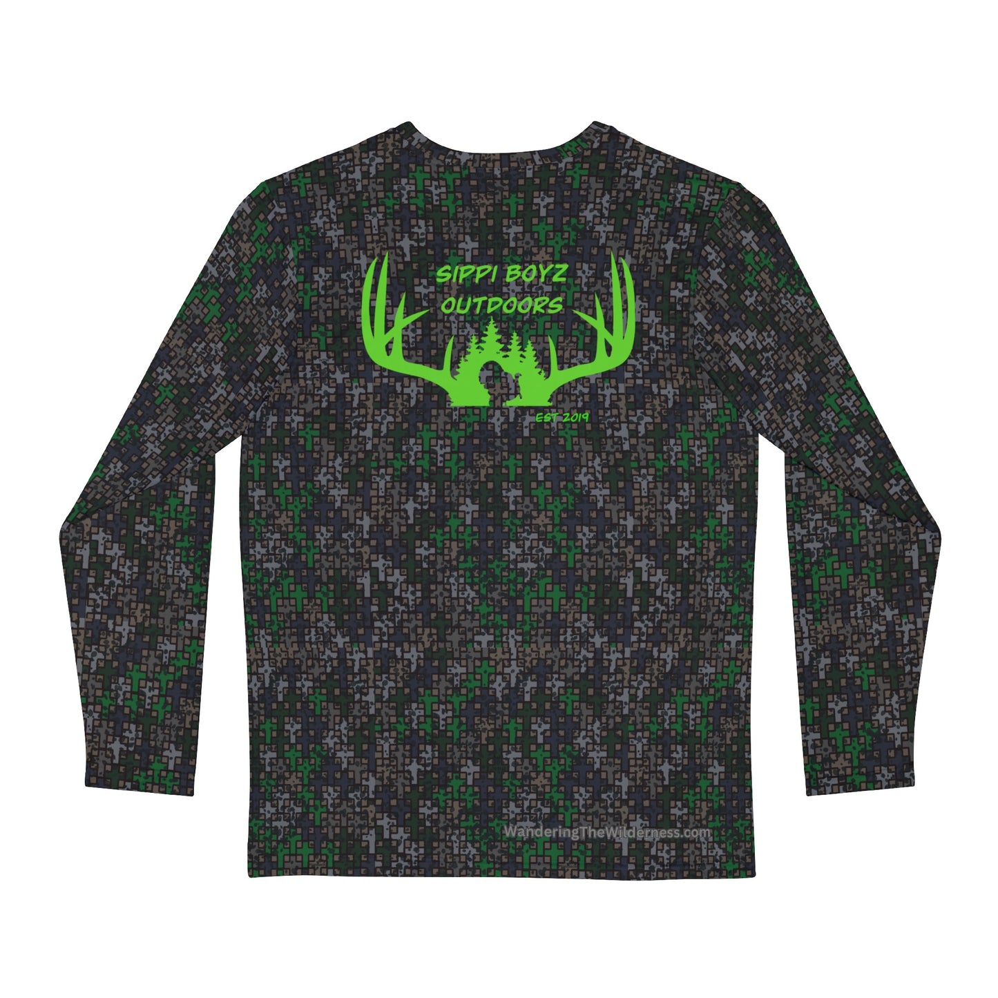 Sippi Boyz Outdoors long sleeve performance shirt in Wandering the Wilderness Mossback camo.