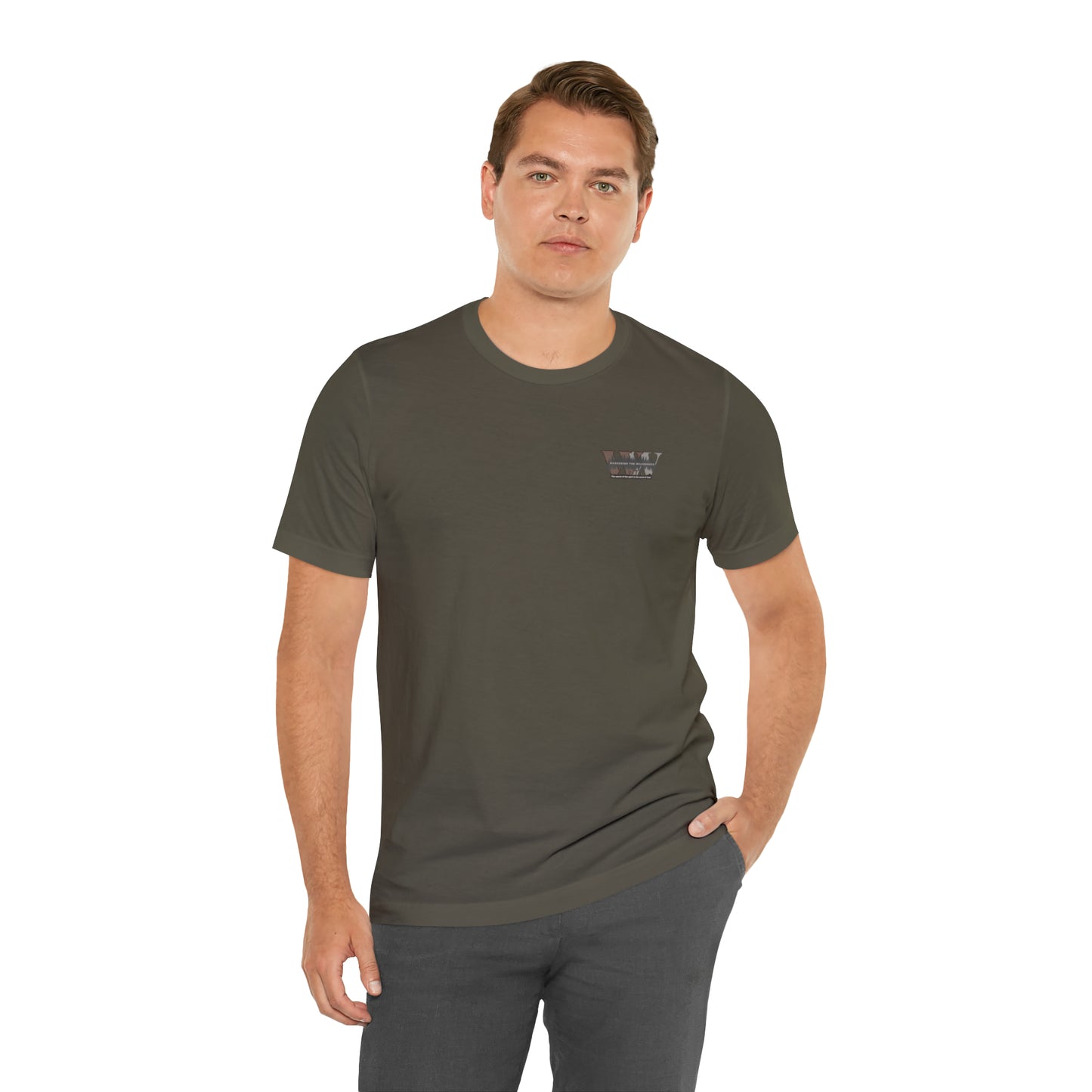 Wandering the Wilderness logo athletic fit short sleeve t-shirt.