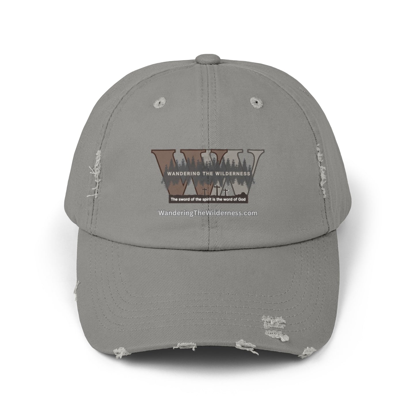 Wandering the Wilderness unisex distressed ball cap.