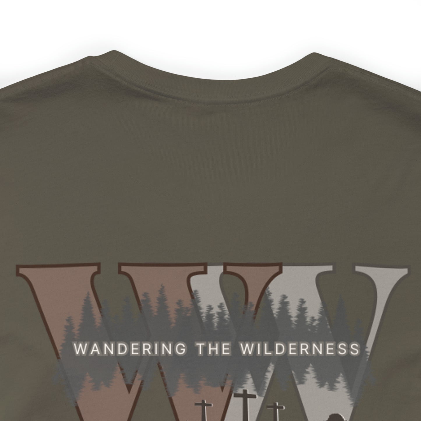 Wandering the Wilderness logo athletic fit short sleeve t-shirt.