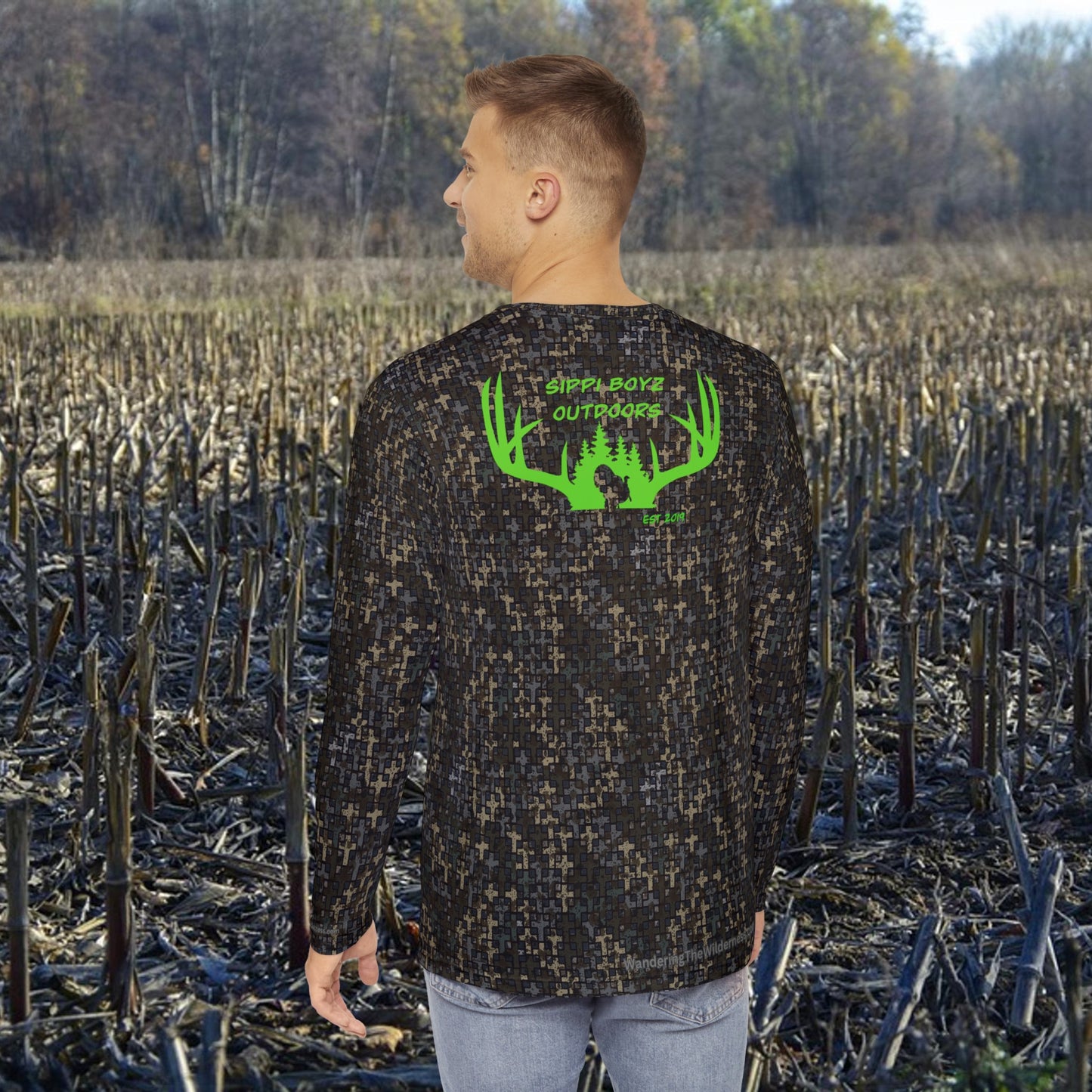 Sippi Boyz Outdoors Men's Long Sleeve Shirt in Wandering the Wilderness Stubblefield camo.