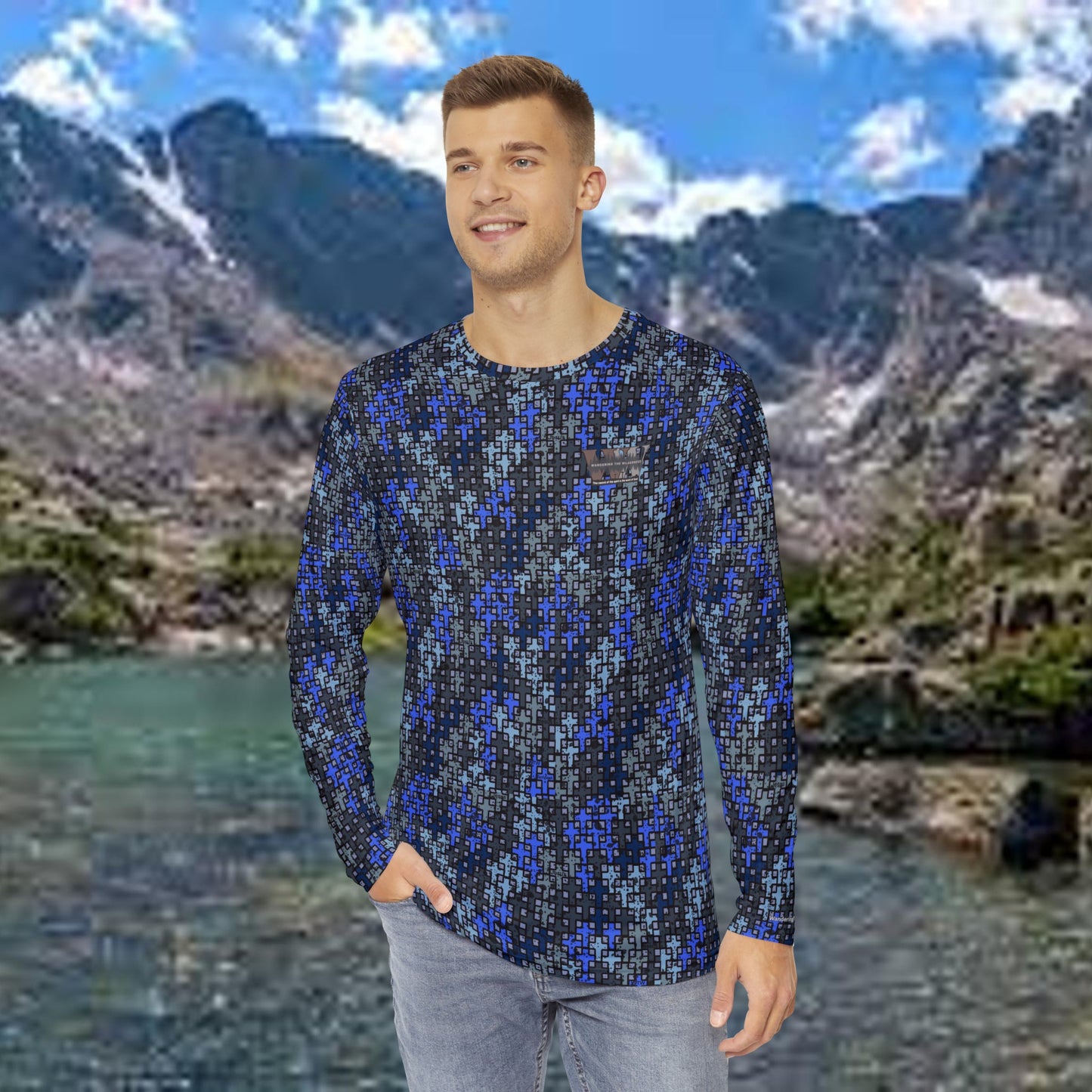 Wandering the Wilderness long sleeve performance t-Shirt in Tempest camo.