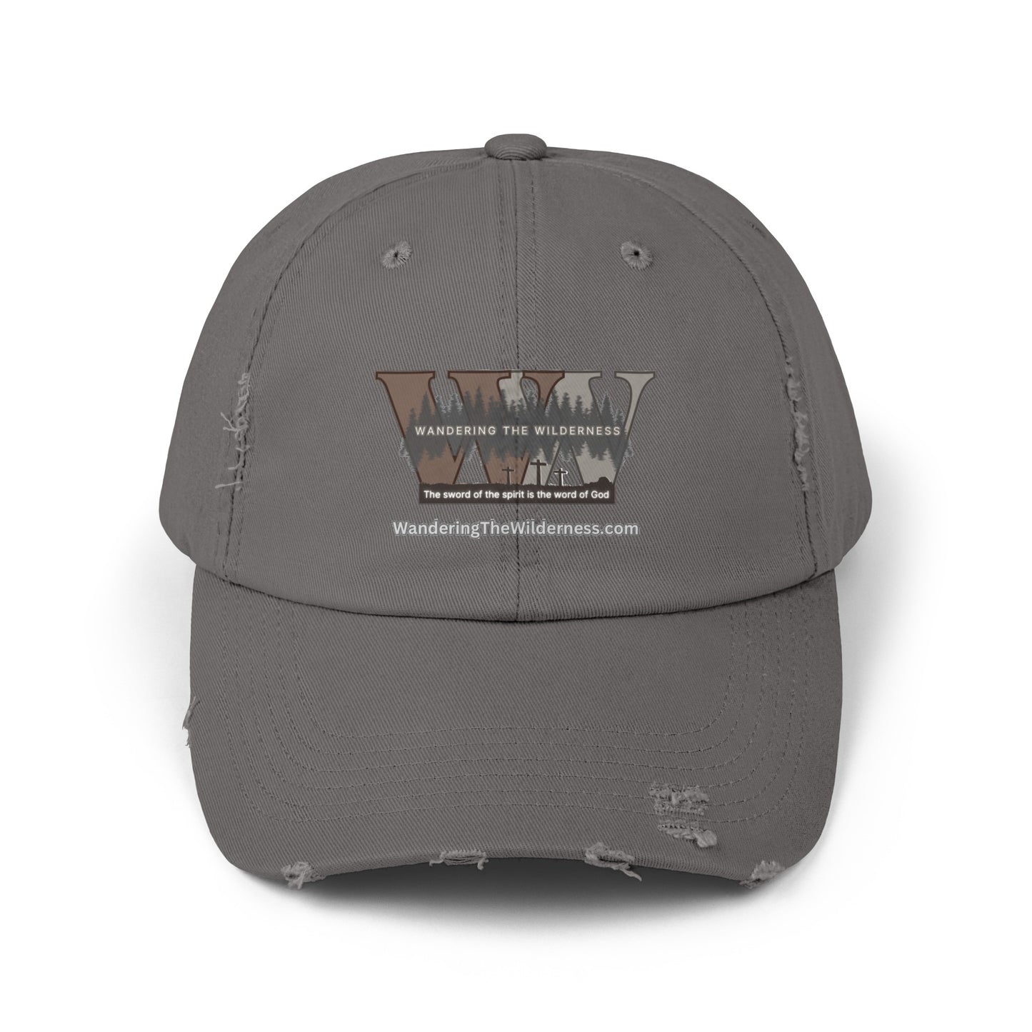 Wandering the Wilderness unisex distressed ball cap.