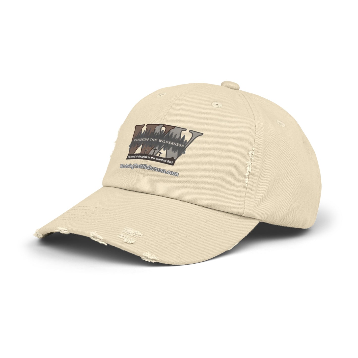 Wandering the Wilderness unisex distressed ball cap.