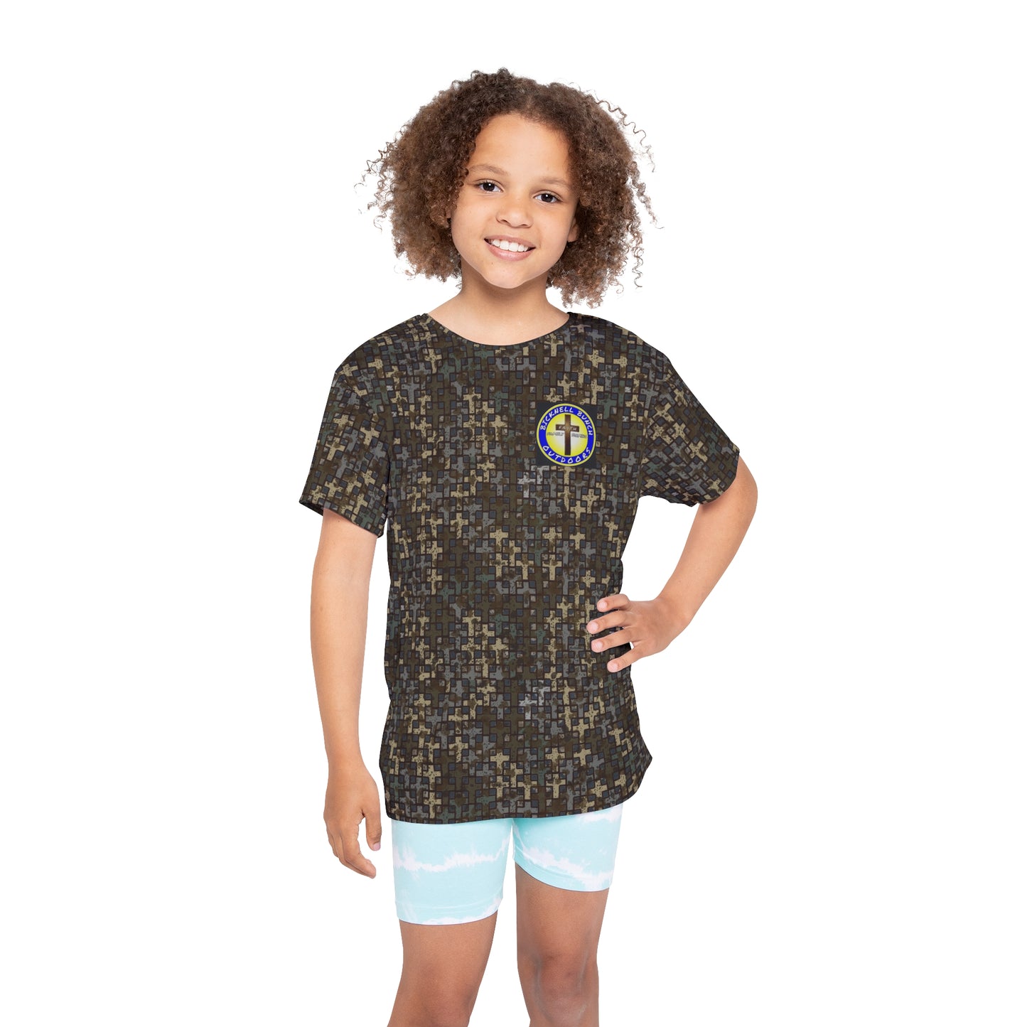 Bicknell Bunch Kids short sleeve performance t shirt in Stubblefield camo.