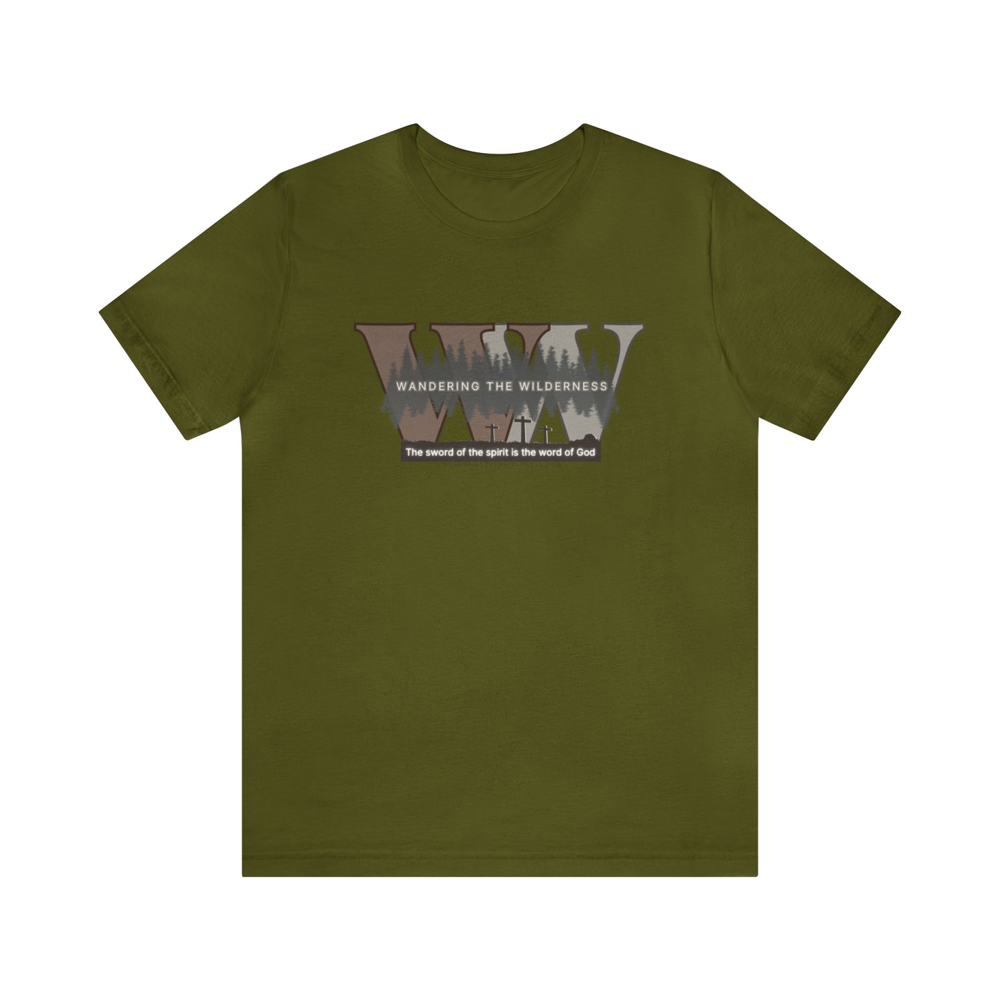 Wandering the Wilderness big logo athletic fit short sleeve t-shirt.