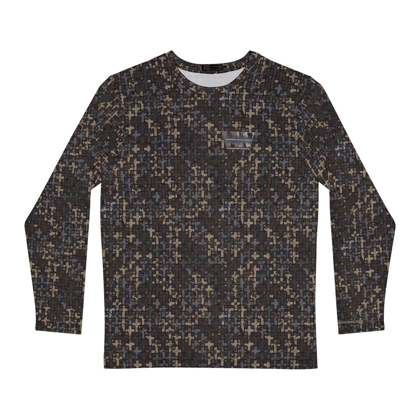 Wandering the Wilderness long sleeve performance shirt in Wandering the Wilderness Stubblefield camo.