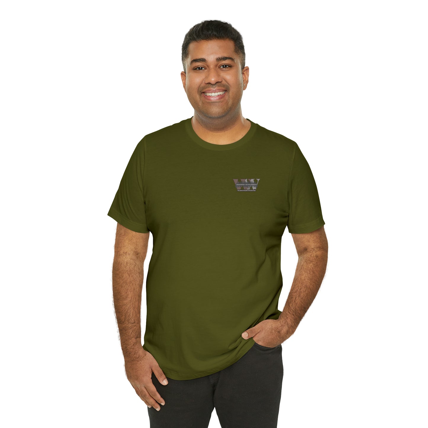 Wandering the Wilderness logo athletic fit short sleeve t-shirt.