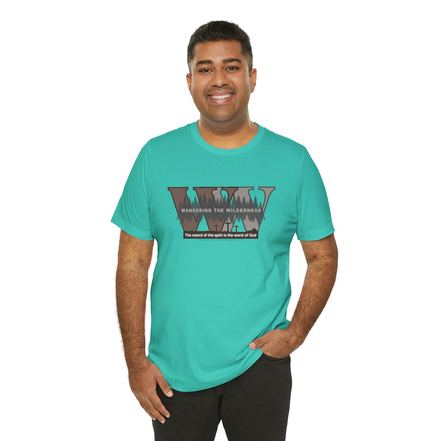 Wandering the Wilderness big logo athletic fit short sleeve t-shirt.