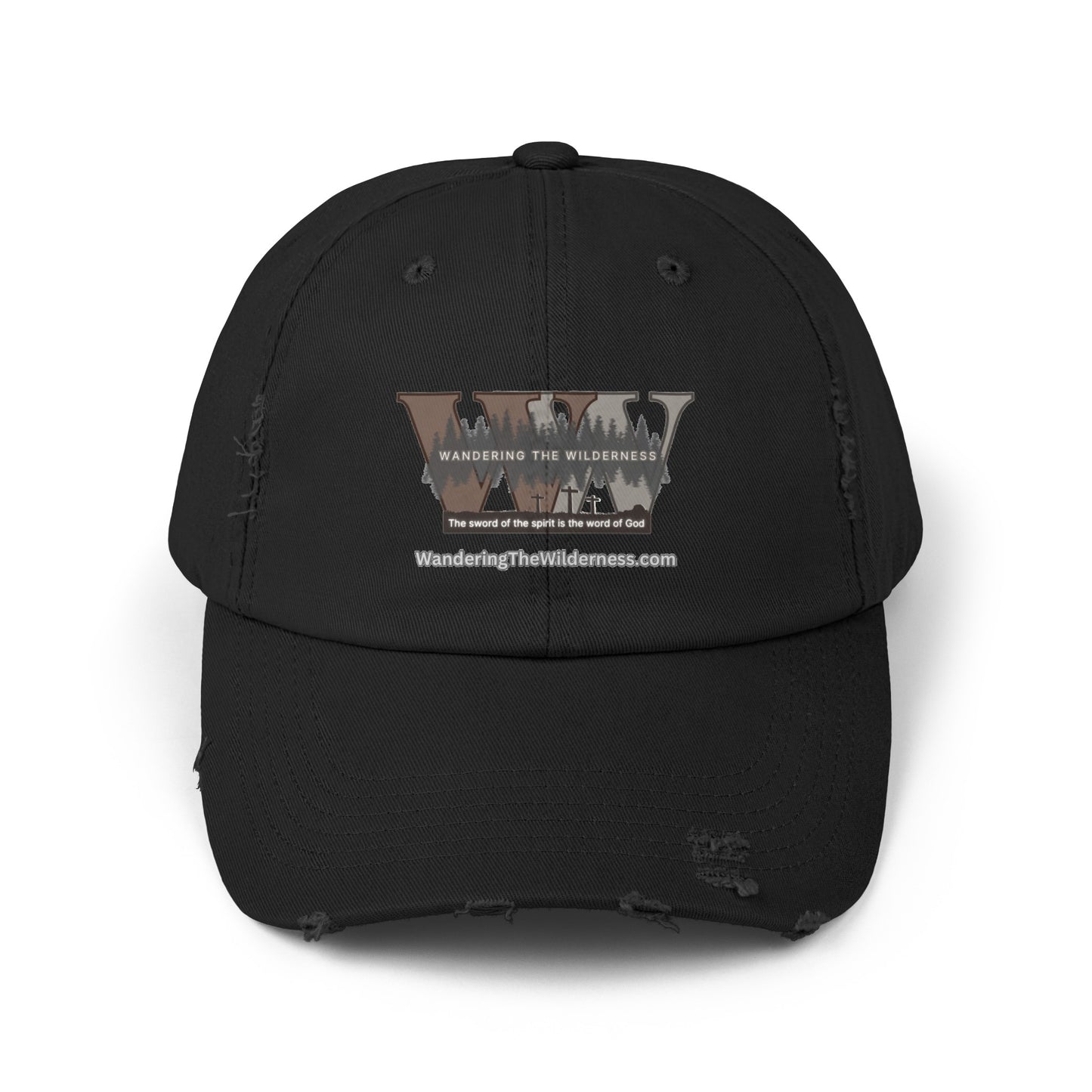 Wandering the Wilderness unisex distressed ball cap.