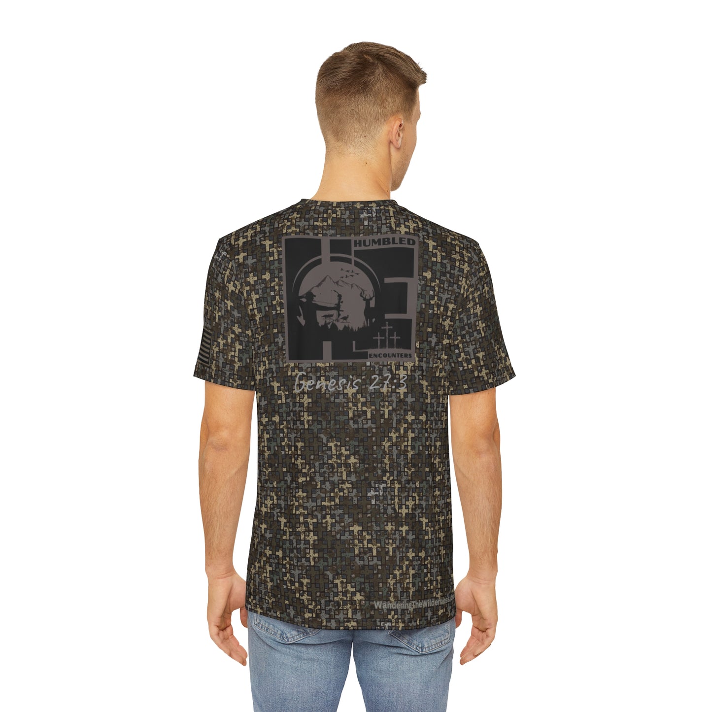 Humbled Encounters short sleeve performance T-shirt in Wandering the Wilderness Stubblefield camo.