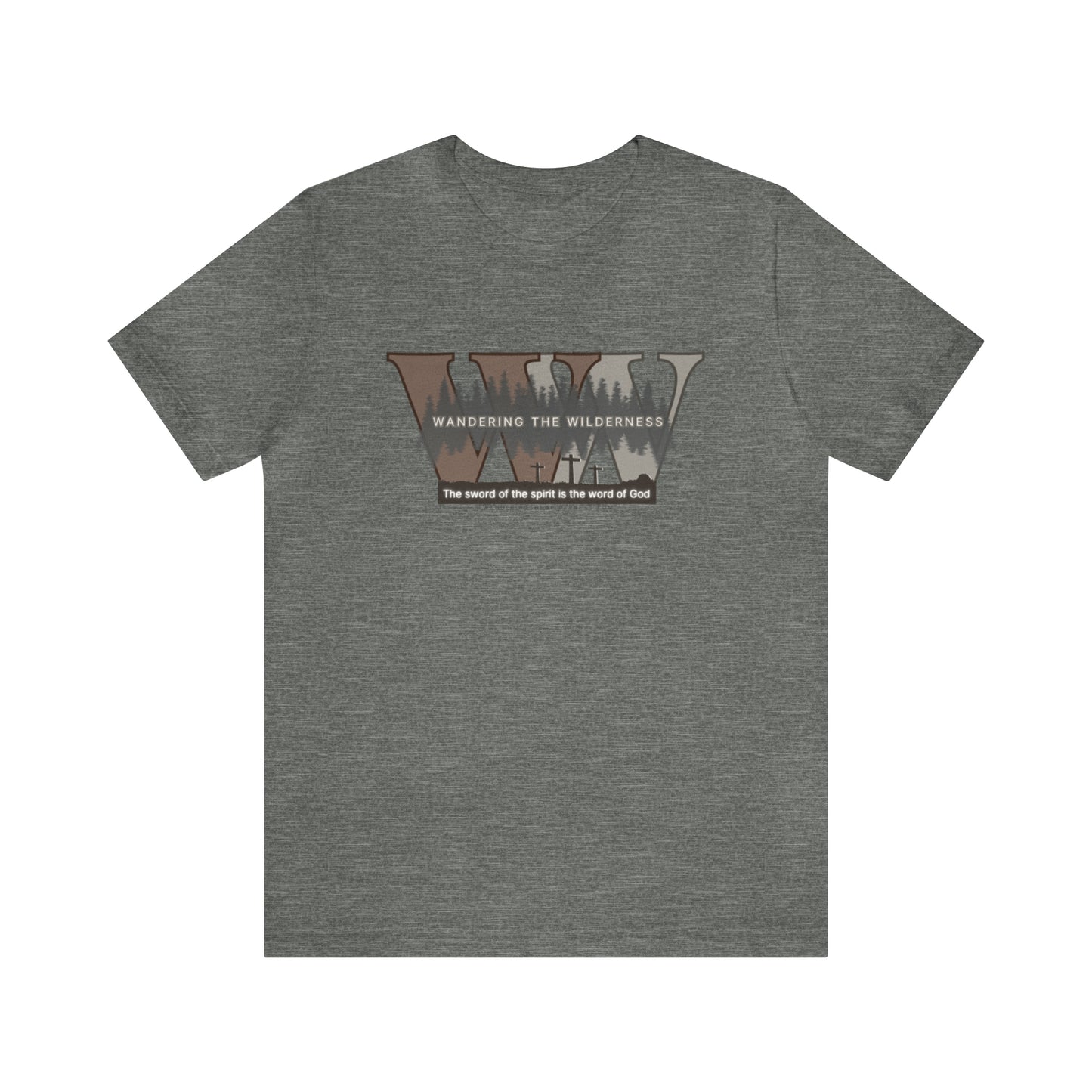 Wandering the Wilderness big logo athletic fit short sleeve t-shirt.