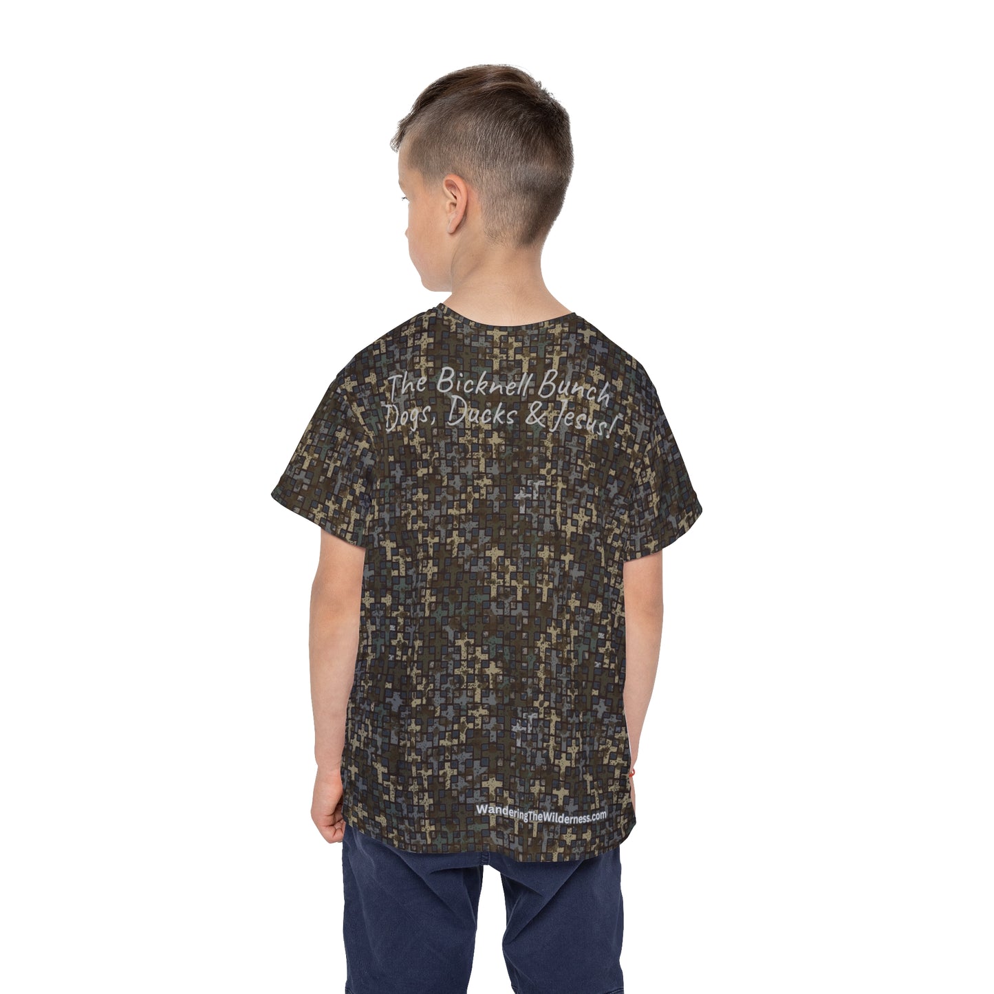 Bicknell Bunch Kids short sleeve performance t shirt in Stubblefield camo.