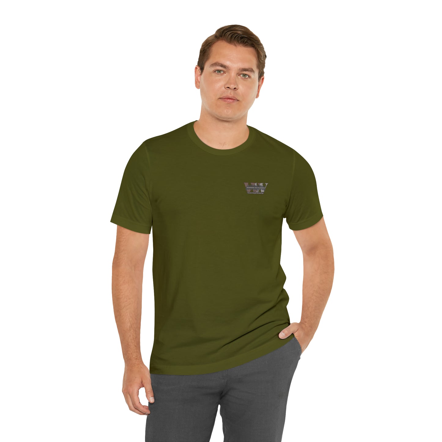 Wandering the Wilderness logo athletic fit short sleeve t-shirt.